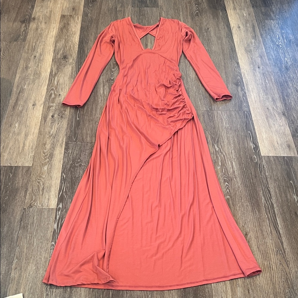 Go Couture Long Sleeve Coral Dress